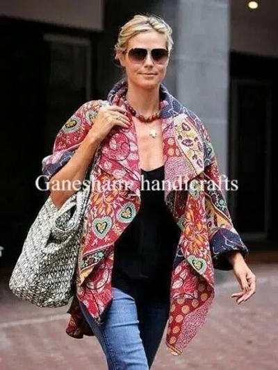 Pre-owned Handmade Lot 10 Pc Indian Cotton Vintage  Women Winter Wear Kantha Jacket Coat In Multicolor