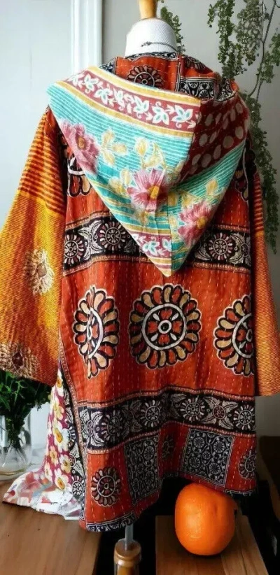 Pre-owned Handmade Lot 10pc Vintage Kantha Hand Crafted Cotton Long Jacket Indian  Coat In Multicolor