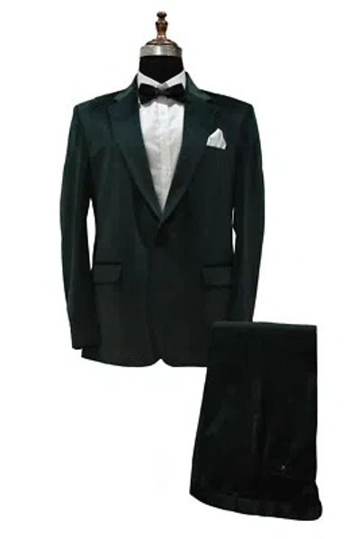 Pre-owned Handmade Man Green Velvet Suits Designer Wedding Casual Dinner Suits (coat+pants)