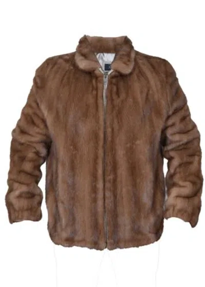 Pre-owned Handmade Man's Real Mink Fur Bomber Jacket Coat All Sizes Upto 2xl In Brown