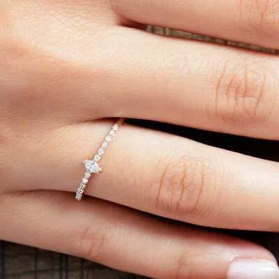 Pre-owned Handmade Marquise Diamond Stacking Ring / 14k Gold Marquise Wedding Ring / Diamond Ring In White