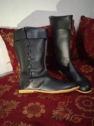 Pre-owned Handmade Medieval Boots,late Medieval Boots 14th-15th Century, Leather Boots In Brown