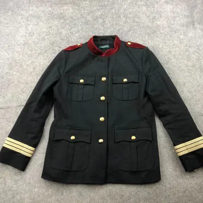 Pre-owned Handmade Medium Black Red Velvet Military Equestrian Hussar Jacket
