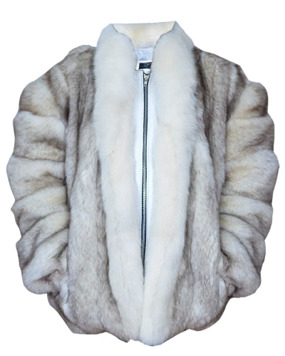 Pre-owned Handmade Men's 100% Real Norwegian Blue Fox Fur Jacket Coat All Sizes In White