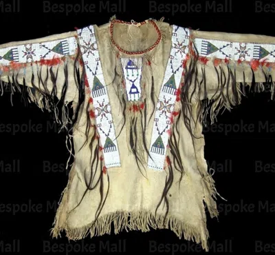Pre-owned Handmade Men's American Western Style White Suede Leather Jacket Beads Fringes-606