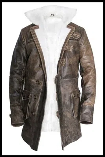 Pre-owned Handmade Men 'bane' Dark Knight Rises  Real Leather Coat/jacket Brown Sizes