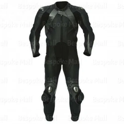 Pre-owned Handmade Men's Biker Black Cowhide Racing Leather 1/2 Piece Suit Hump Safety Pads-582