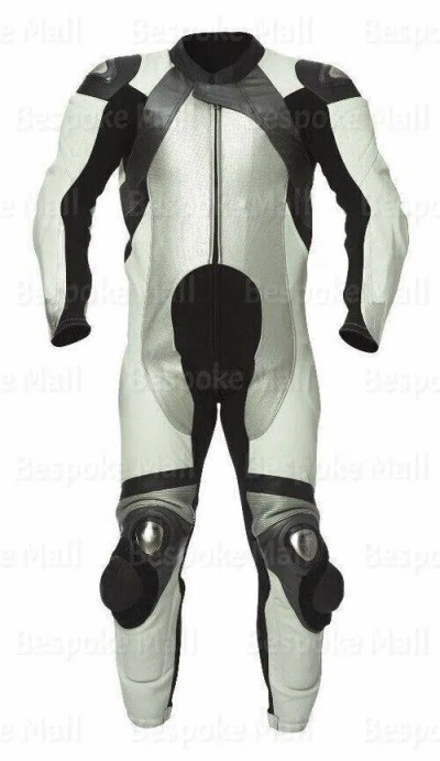 Pre-owned Handmade Men's Biker Motorcycle Racing Cowhideleather One Piece Suit Safety Pads-461 In Multicolor