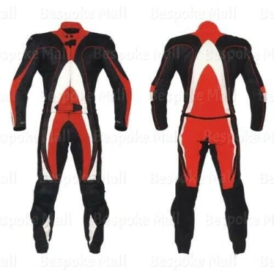 Pre-owned Handmade Men's Biker Multicolored Cowhide Leather 1/2 Piece Suit Hump Safety Pads-633 In Black