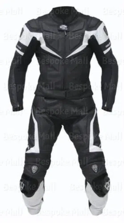 Pre-owned Handmade Men's Black Motorcycle Biker Cowhide Leather Two Piece Suit Safety Pads-756 In Multicolor