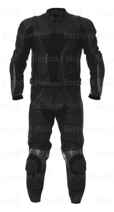 Pre-owned Handmade Men Black Motorcycle Racing Cowhide Leather Two Piece Suit Safety Pads-759 In Multicolor