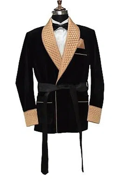 Pre-owned Handmade Men Black Smoking Jacket Elegant Luxury Designer Party Wear Blazers Coats Uk