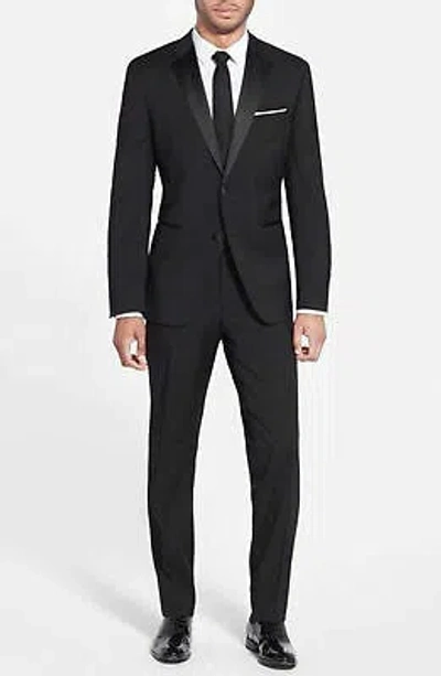 Pre-owned Handmade Men Black Suit Designer Grooms Wedding Dinner Party Suits (coat+pants)