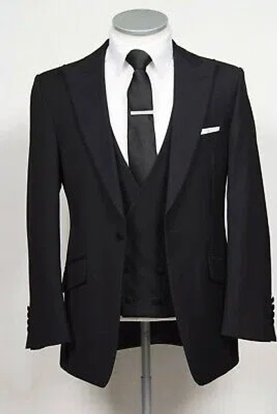 Pre-owned Handmade Men Black Suits Designer Elegant Luxury Wedding Dinner Suits (coat+vest+pants)