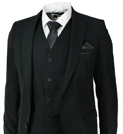 Pre-owned Handmade Men Black Suits Designer Elegant Luxury Wedding Dinner Suits (coat+vest+pants)uk