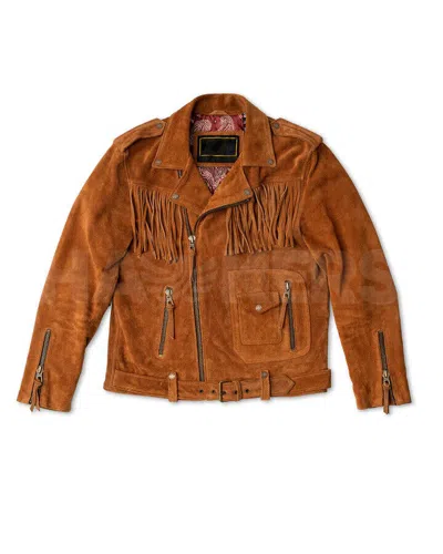 Pre-owned Handmade Men's Brown Suede Leather Western Style Cowboy Fringe Jacket , Party &christmas