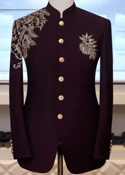 Pre-owned Handmade Men Classic Jodhpuri Slim Fit Style Smoking Jacket Attractive Party Coat Blazer In As Shown On Pic
