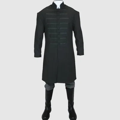 Pre-owned Handmade Men's Coburn Great Coat In Black Wool Coat