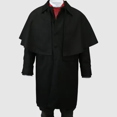 Pre-owned Handmade Men's Coburn Great Coat In Black Wool Coat