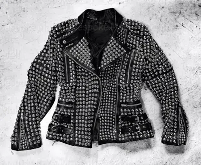 Pre-owned Handmade Men's Full Black Silver Rivets Studded Punk Cowhide Biker Leather Jacket-704