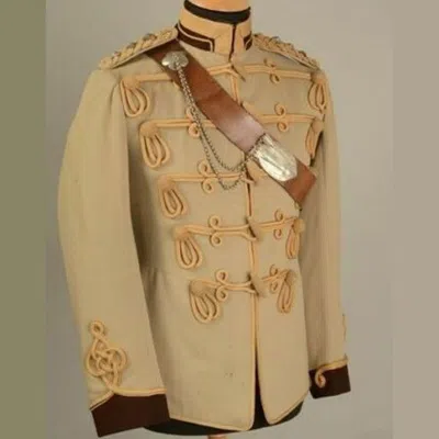 Pre-owned Handmade Men's General Hussar Officer Gold Braiding Military Jacket