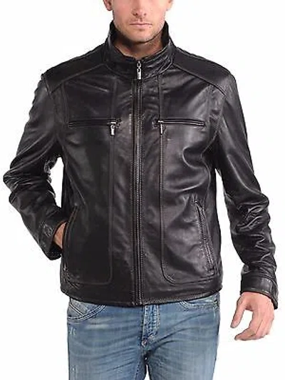 Pre-owned Handmade Men's Genuine Cowhide Leather Designer Men's Motorcycle Biker Jacket Uc004 In Black
