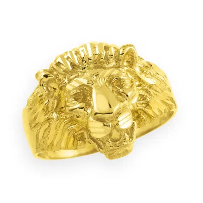 Pre-owned Handmade Men's Gold Lion Head Ring In Yellow Gold
