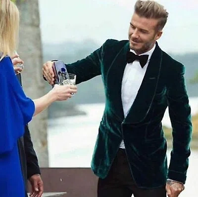 Pre-owned Handmade Men Green Smoking Jackets Blazers Luxury Designer Dinner Party Wear Coats Uk
