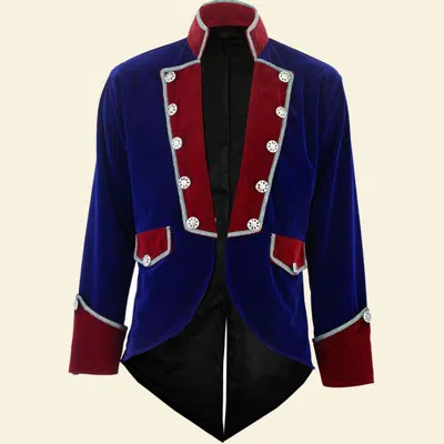Pre-owned Handmade Men's  Blue/red Brocade Vladimir Tuxedo Jacket