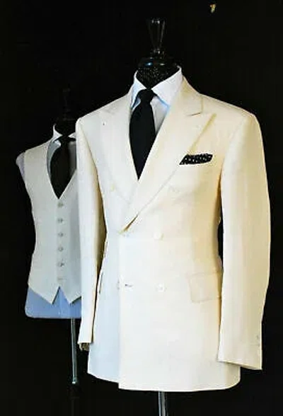Pre-owned Handmade Men Ivory Suits Designer Dinner Wedding Party Wear Suits (coat+pant+vest) In White