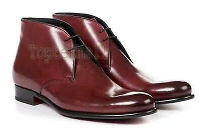 Pre-owned Handmade Men's Leather Ankle High Shoes Custom Made Stylish Formal Boots-521 In Brown