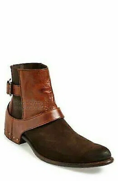Pre-owned Handmade Men's Leather Chelsea Brogue Brown Ankle High Fashion Boots-549