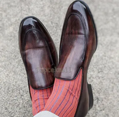 Pre-owned Handmade Men's Leather Classic Brown Penny Loafers Slip Ons Custom Shoes-176