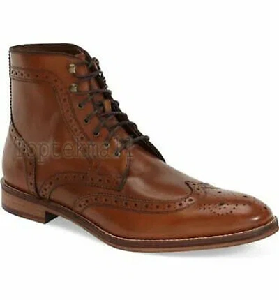 Pre-owned Handmade Men's Leather Dark Brown Casual & Formal High Ankle Stylish Boots-617