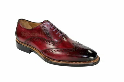 Pre-owned Handmade Men's Leather Dress Classic Ox Blood Wingtips Custom Shoes-587