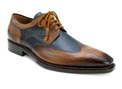 Pre-owned Handmade Men's Leather Oxfords Lace-up Two Tone Stylish Dress Fashion Shoes-109