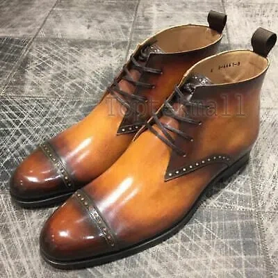 Pre-owned Handmade Men's Leather Tan Jodhpur Boots Formal Dress Custom Made Shoes-771 In Tan Patina