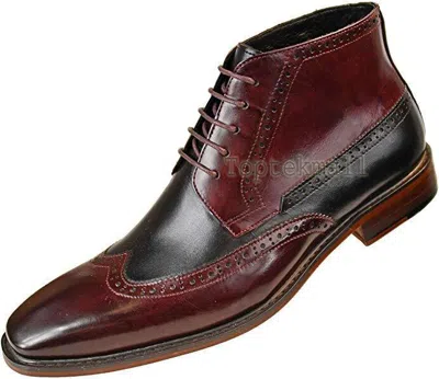 Pre-owned Handmade Men's Leather Two Tone Brown Black High Ankle Derby Premium Boots-556 In Multicolor
