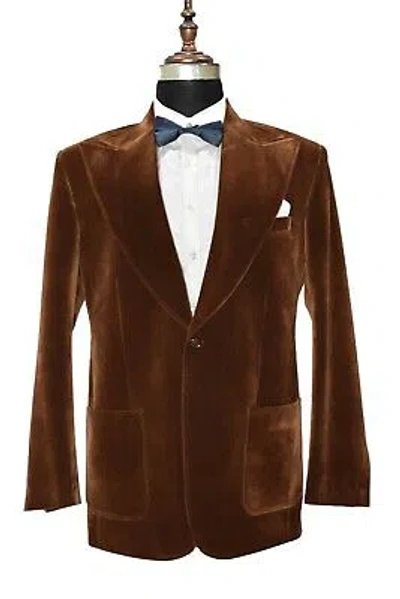 Pre-owned Handmade Men Light Brown Smoking Jackets Designer Wedding Party Wear Blazers Coats Uk