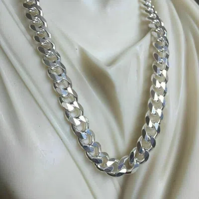 Pre-owned Handmade Men Miami Cuban Link Chain 11mm 118gr 24 Inch Solid 925 Sterling Silver