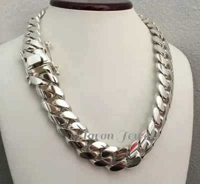 Pre-owned Handmade Men's Miami Plain Cuban 20mm X 26" Link Chain 925 Sterling Silver Italian Lock