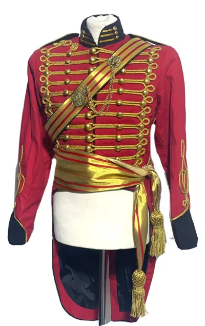 Pre-owned Handmade Men's Military Hussar Red Tails Officer Jacket Outfit,only Jacket For Sale