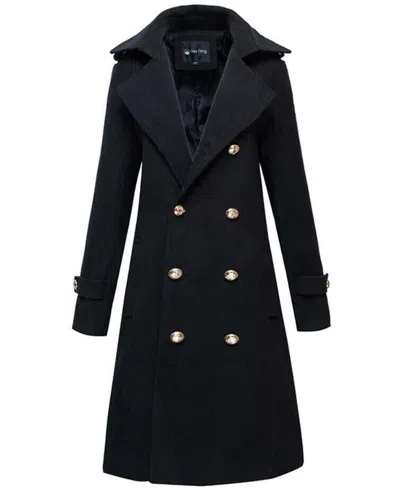 Pre-owned Handmade Men's Military Wool Blend Winter Jackets Double Breasted Warm Long Trench Coat In Black