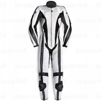Pre-owned Handmade Men's Motorcycle Black Cowhide Racing Leather 1/2 Piece Suit Safety Pads-630