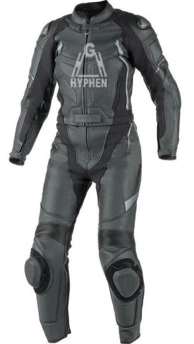 Pre-owned Handmade Men's Motorcycle Black Racing Cowhide Leather Two Piece Suit Safety Pads-437 In Multicolor
