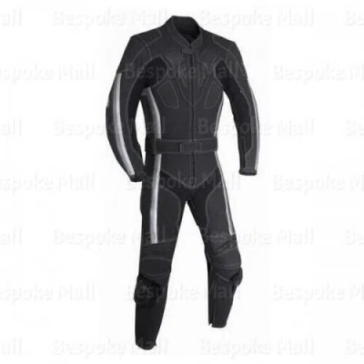 Pre-owned Handmade Men's Motorcycle Cowhide Leather 1/2 Piece Suit Speed Hump Safety Pads-622 In Black