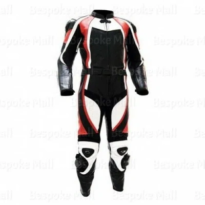 Pre-owned Handmade Men's Motorcycle Cowhide Leather 1/2 Piece Suit Speed Hump Safety Pads-624 In Black