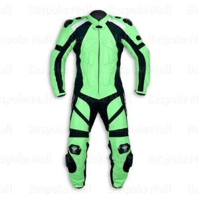Pre-owned Handmade Men's Motorcycle Cowhide Leather 1/2 Piece Suit Speed Hump Safety Pads-629 In Black