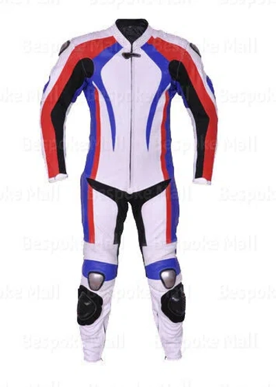 Pre-owned Handmade Men's Motorcycle Cowhide Leather 1/2 Piece Suit Speed Hump Safety Pads-955 In Multicolor
