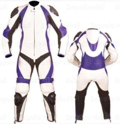 Pre-owned Handmade Men's Motorcycle Cowhide Leather One Piece Suit Speed Hump Safety Pads-550 In Multicolor